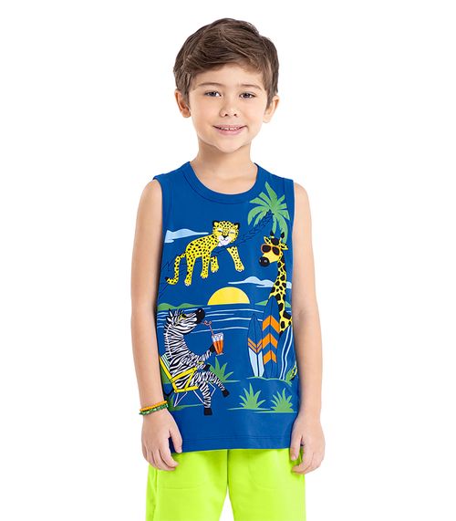 Regata Infantil Masculina Em Meia Malha Rovi Kids Azul