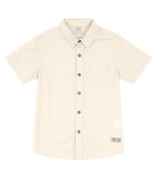 Camisa Infantil Masculina Em Popeline Trick Nick Bege