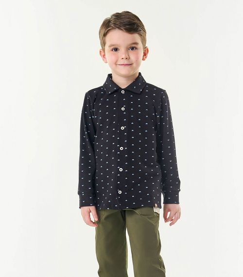 Camisa Infantil Masculina Manga Longa Trick Nick Preto