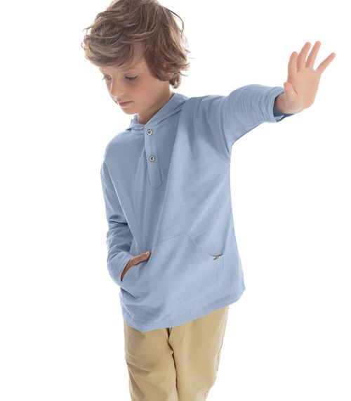 Camisa Infantil Manga Longa Com Capuz Trick Nick Azul