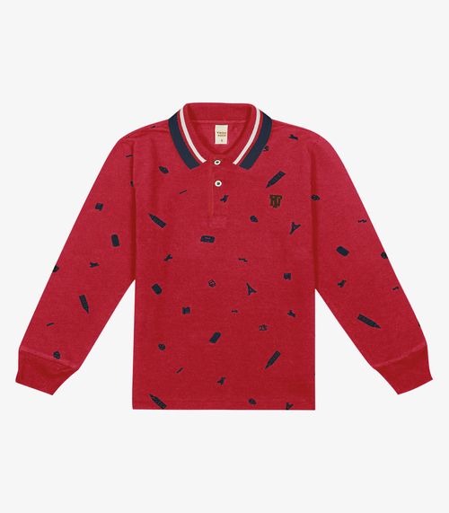 Camisa Polo Infantil Manga Longa Trick Nick Vermelho