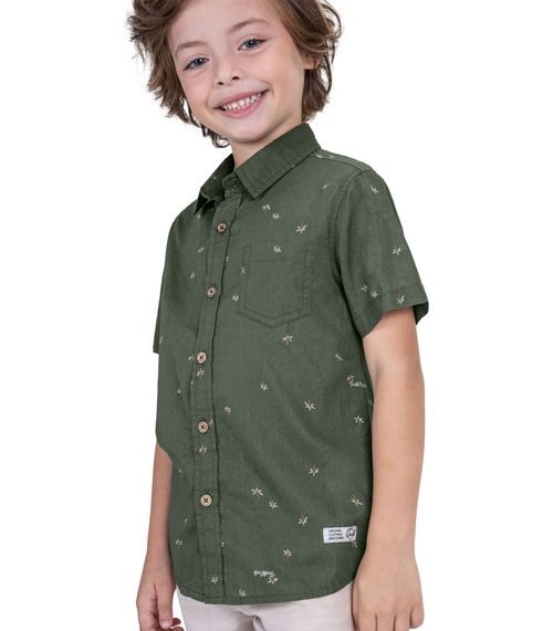 Camisa Infantil Masculina Com Bolso Trick Nick Verde