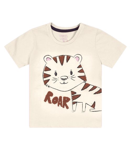 Camiseta Infantil Masculina Tigre Trick Nick Bege