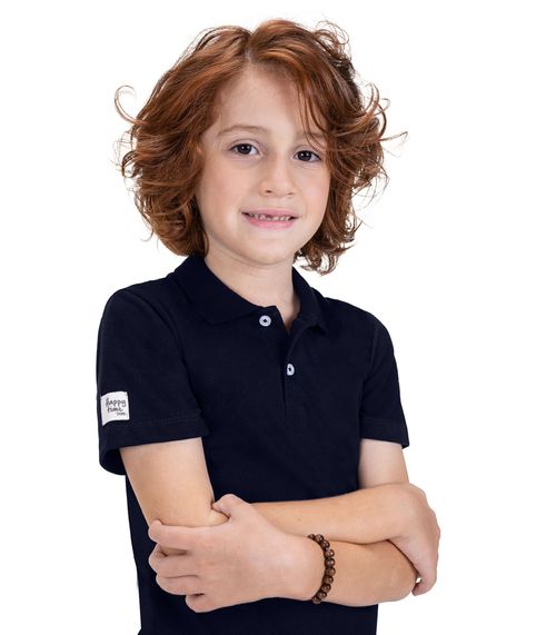 Camisa Polo Juvenil Meia Malha  Trick Nick Azul