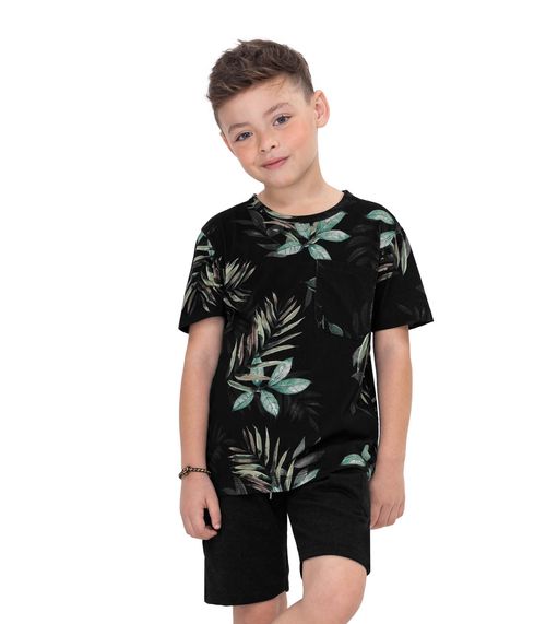 Camiseta Infantil Florida Em Meia Malha Trick Nick Preto