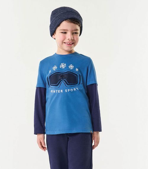 Camiseta Infantil Manga Longa Trick Nick Azul