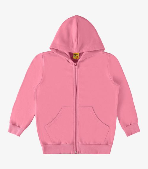 Jaqueta Infantil Com Capuz Moletom Rovi Kids Rosa