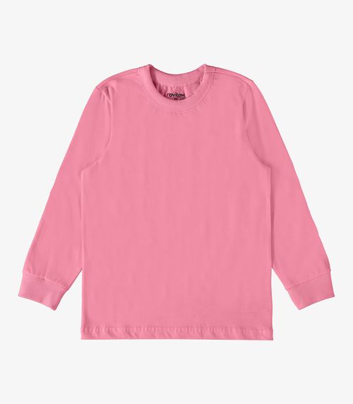 Camiseta Manga Longa Básica Rovitex Kids Rosa