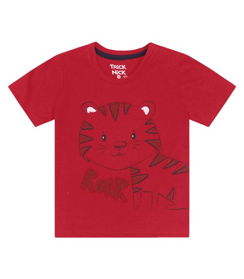 Camiseta Infantil Masculina Tigre Trick Nick Vermelho