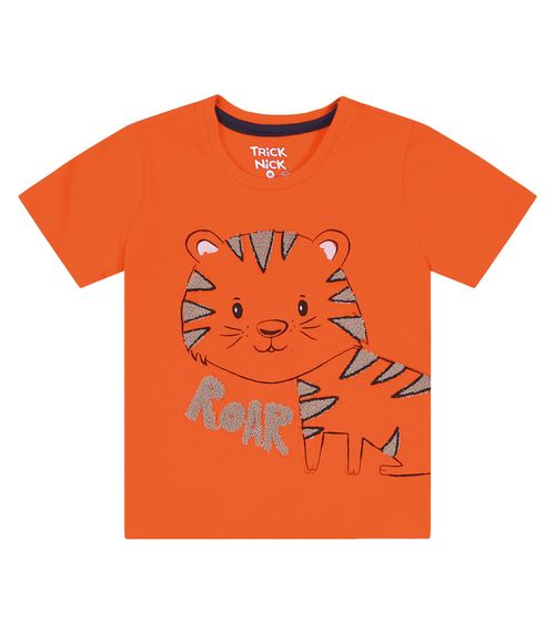 Camiseta Infantil Masculina Tigre Trick Nick Laranja