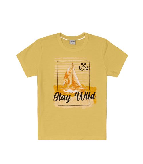 Camiseta Infantil Masculina Barquinho Rovitex Kids Amarelo