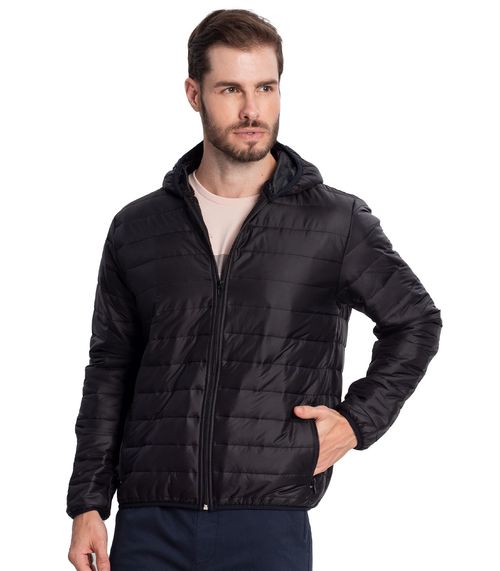 Jaqueta Puffer Masculina com Capuz Diametro Preto