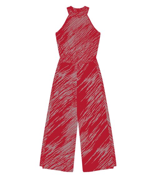 Macacão Midi Em Viscose Creponada Rovitex Vermelho