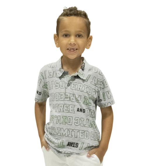 Polo Infantil Masculina Free Rovitex Kids Cinza