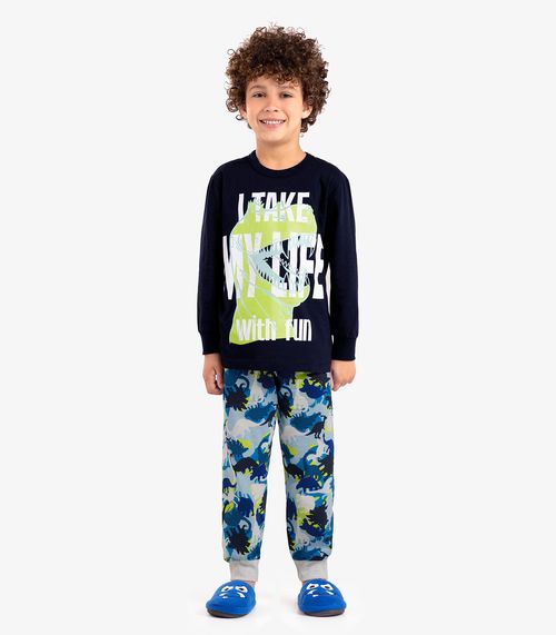 Pijama Infantil Masculino Dino Rovi Kids Azul