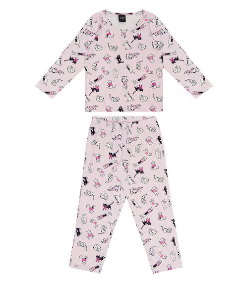 Pijama Infantil Gato Select Rosa