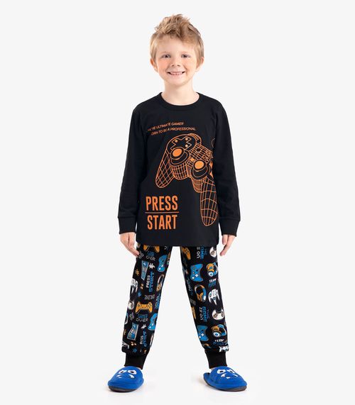 Pijama Infantil Masculino Gamer Rovi Kids Preto