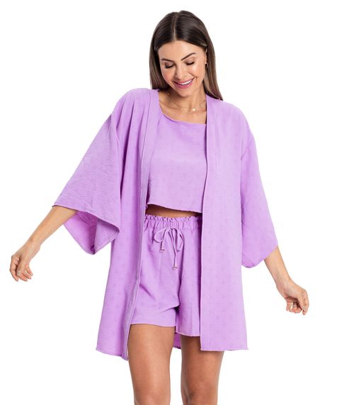 Kimono Air Flow Poá Rovitex Roxo