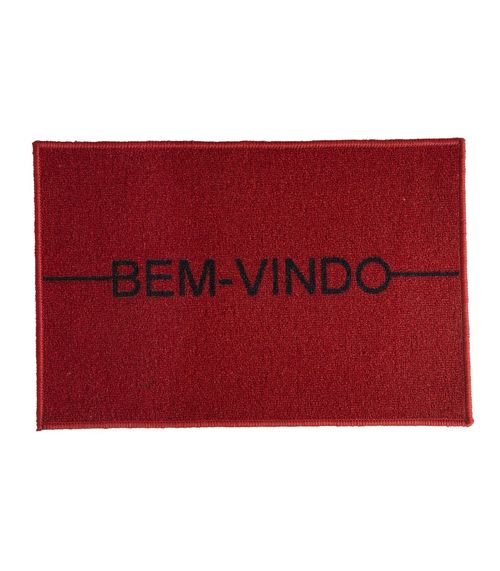 Capacho Bem-Vindo Estampado Corttex Vermelho