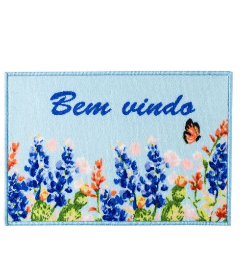 Capacho Bem-Vindo Estampado Corttex Azul