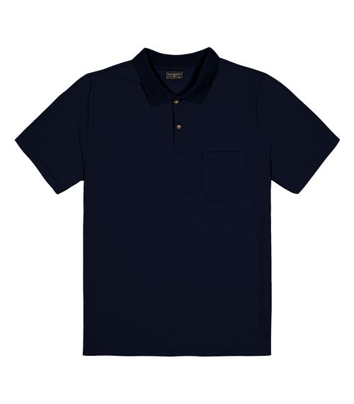 Polo Masculina Com Bolso Cotton Leve Diametro Azul