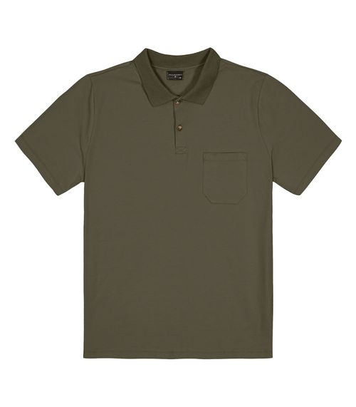 Polo Masculina Com Bolso Cotton Leve Diametro Verde