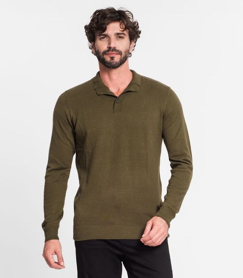 Suéter Masculino Em Tricot Diametro Verde