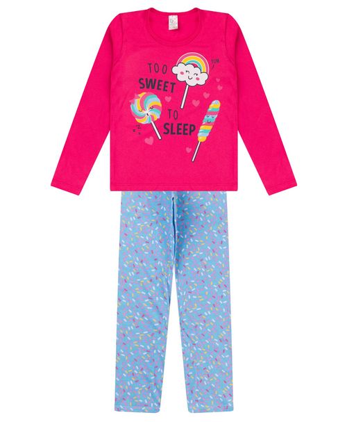 Pijama Infantil Menina Manga Longa Kappes Rosa