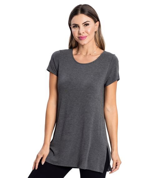 Blusa Básica Alongada Feminina Rovitex Cinza