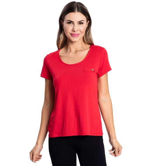 Blusa Feminina Viscotorcion Básica Rovitex Vermelho