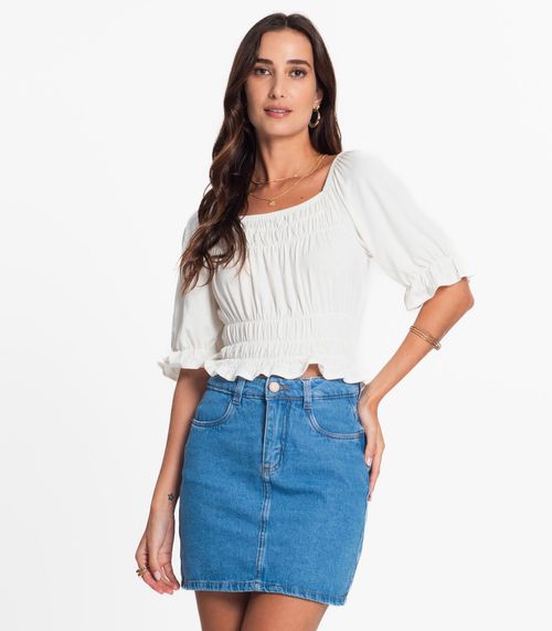 Blusa Com Elástico Feminina Viscotorcion Endless Branco