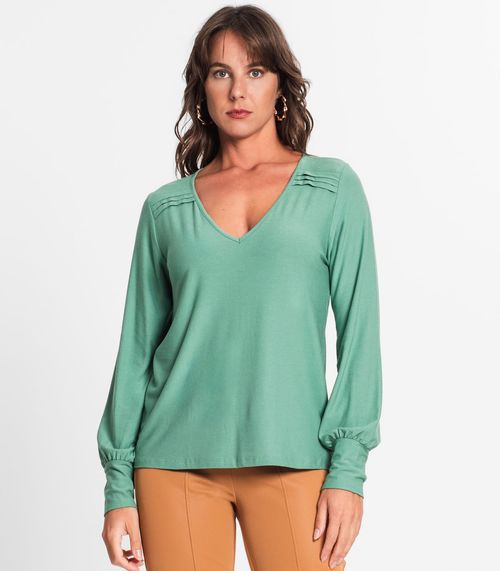 Blusa Manga Longa Feminina Em Viscose Endless Verde