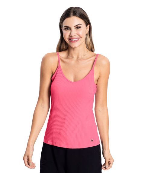 Blusa De Alça Feminina Ribana Canelada Rovitex Rosa