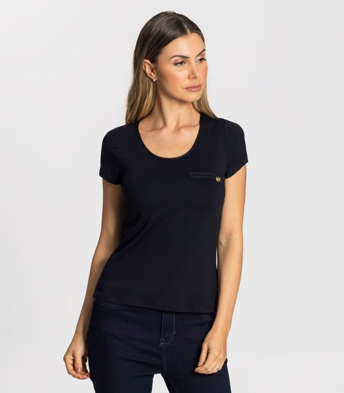 Blusa Feminina Viscotorcion Básica Rovitex Preto