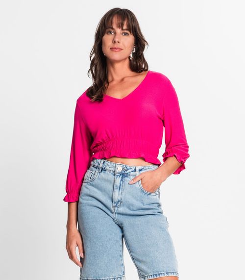 Blusa Feminina Manga 3/4 Rovitex Rosa