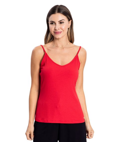 Blusa De Alça Feminina Ribana Canelada Rovitex Vermelho