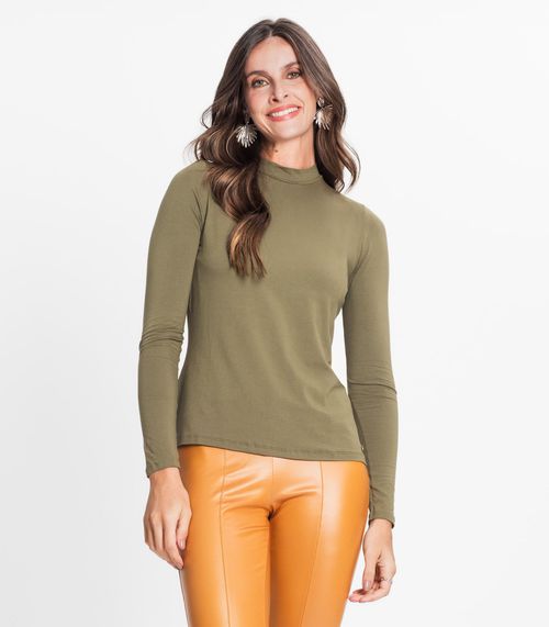 Blusa Feminina Manga Longa Gola Alta Rovitex Verde