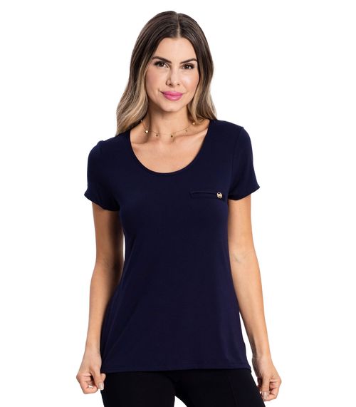 Blusa Feminina Viscotorcion Básica Rovitex Azul