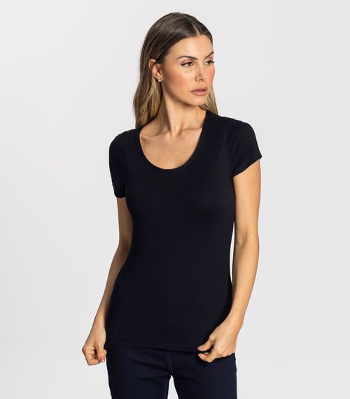 Blusa Feminina Viscotorcion Básica Rovitex Preto