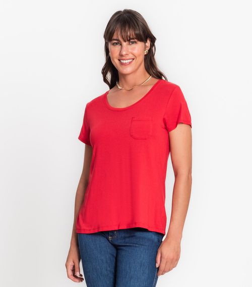 Blusa Feminina Viscotorcion Com Bolso Rovitex Vermelho