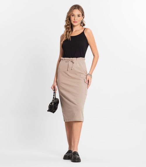 Saia Midi Cargo Feminino Select Bege