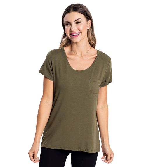 Blusa Feminina Viscotorcion Com Bolso Rovitex Verde