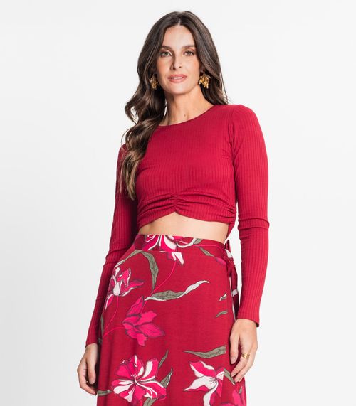 Blusa Feminina Em Ribana Canelada Rovitex Vermelho