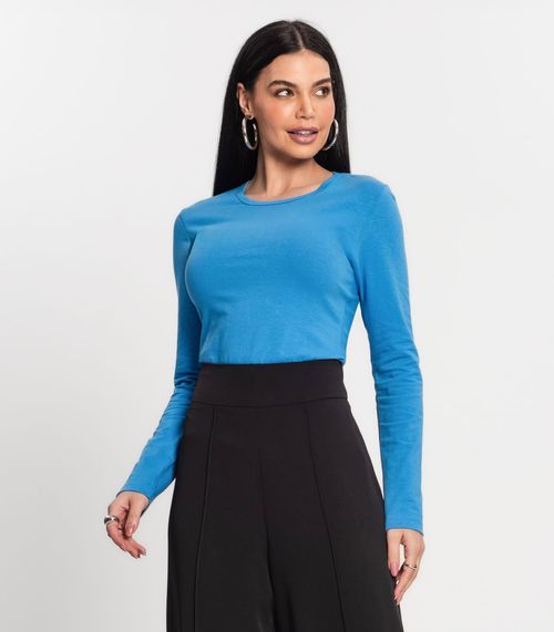 Blusa De Cotton Básica Feminina Kohmar Azul