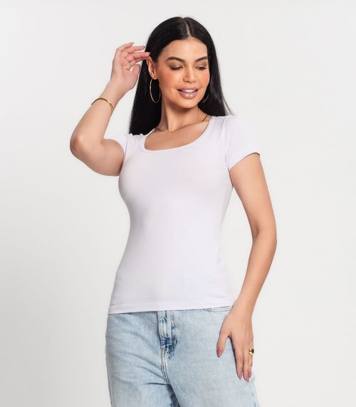 Blusa Feminina Cotton 30 Básica Kohmar Branco