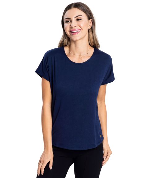 Blusa Feminina Malha Delicate Básica Rovitex Azul