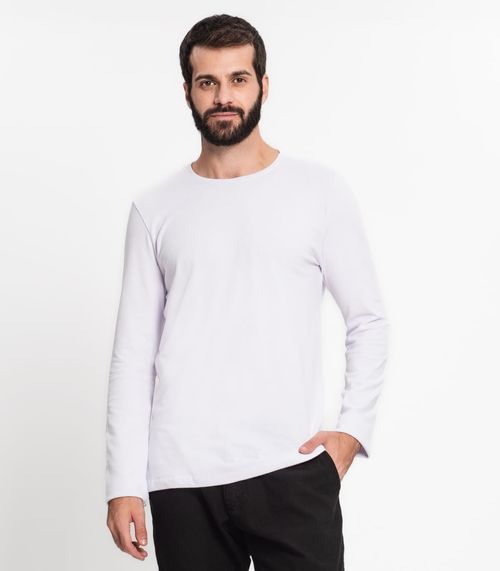 Camiseta Manga Longa Masculina Gola Redonda Kohmar Branco