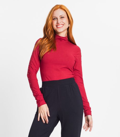 Blusa Feminina Em Ribana Canelada Rovitex Vermelho