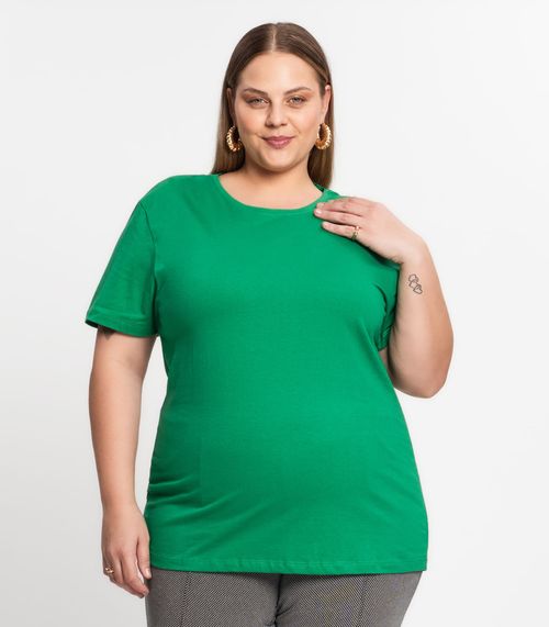 Blusa Meia Malha Básica Plus Size Feminina Kohmar Verde