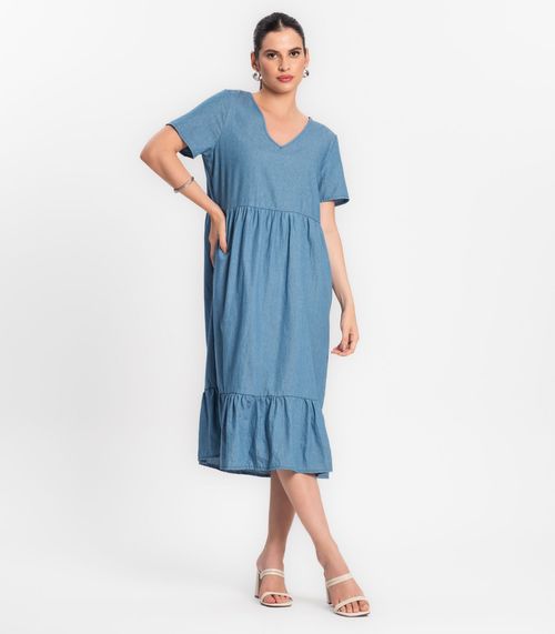 Vestido Midi Feminino Rovitex Azul